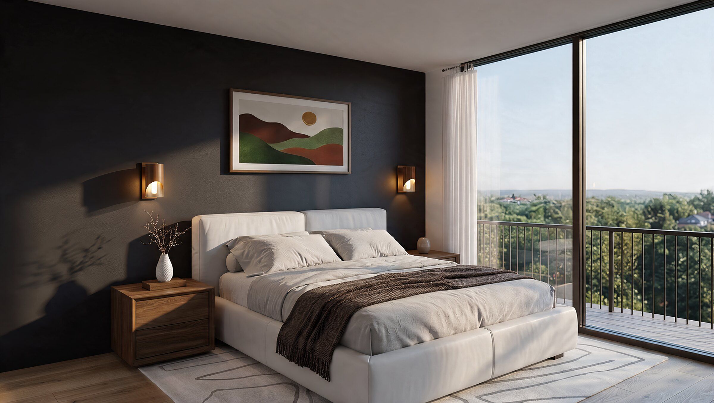 Custóias, quarto com varanda
