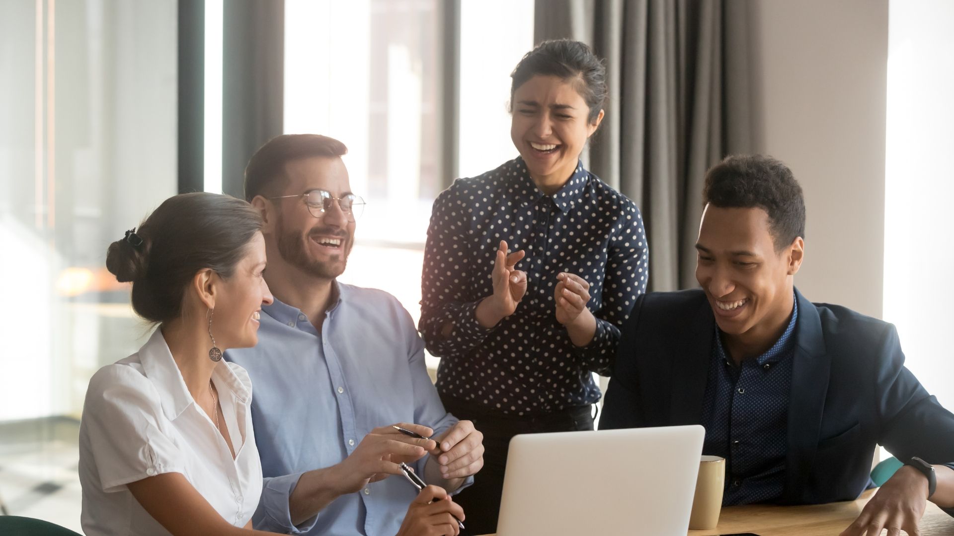 People celebrating at an office