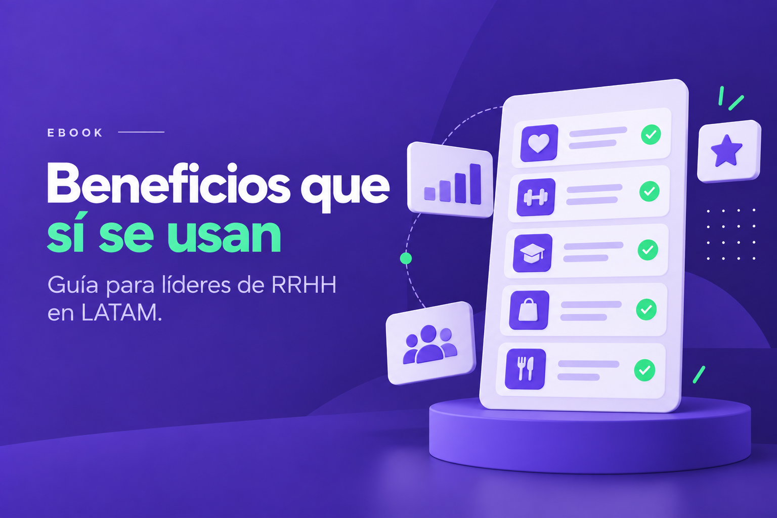 Cover del ebook "Beneficios que sí se usan" — Guía para líderes de RRHH en LATAM