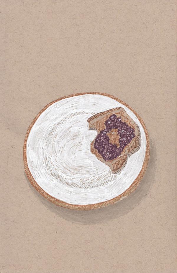 Toast with Peanut Butter and Blueberries
