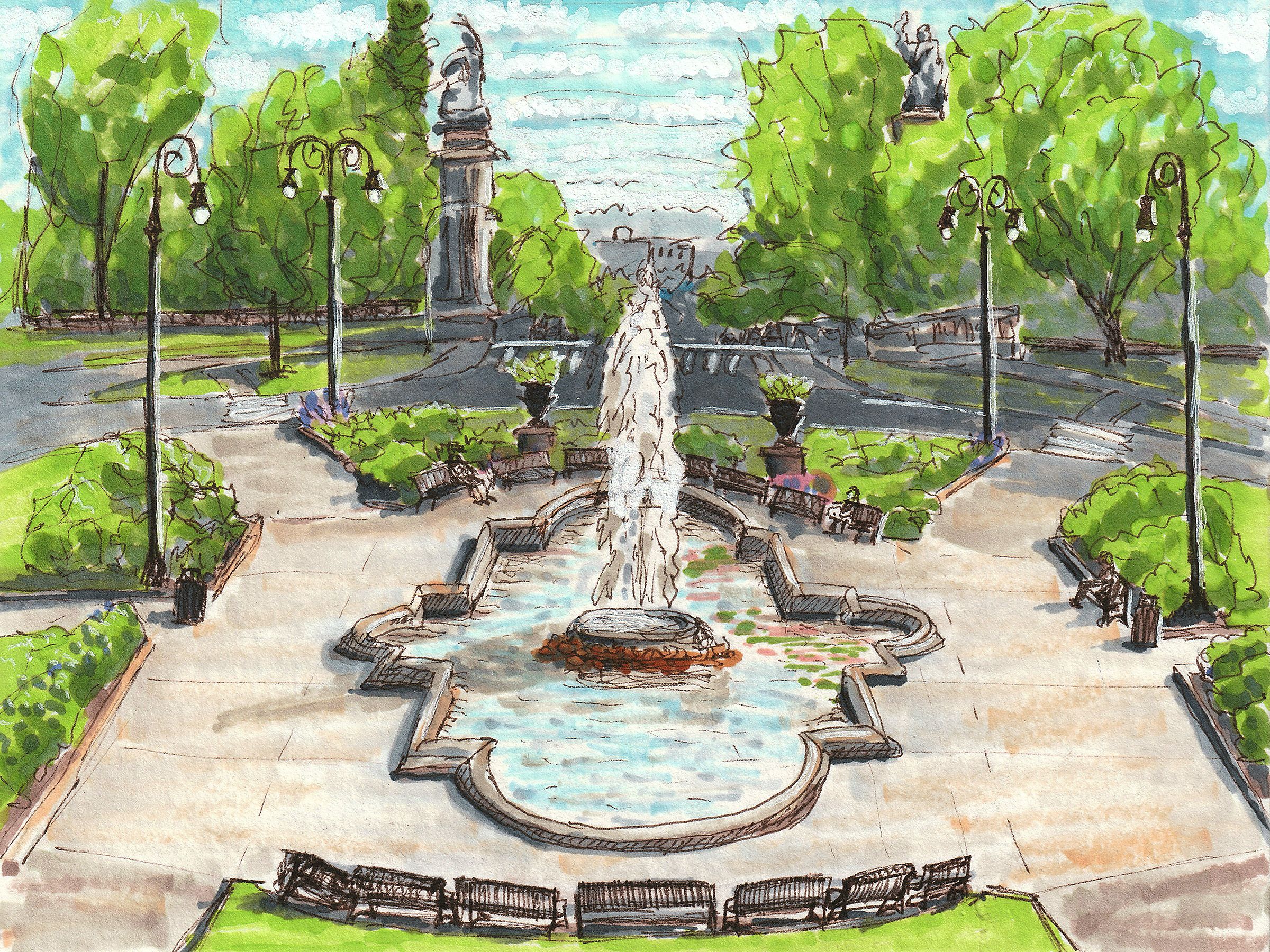 Highland Park Fountain, Pittsburgh, PA — Cassandra Wilcox Art