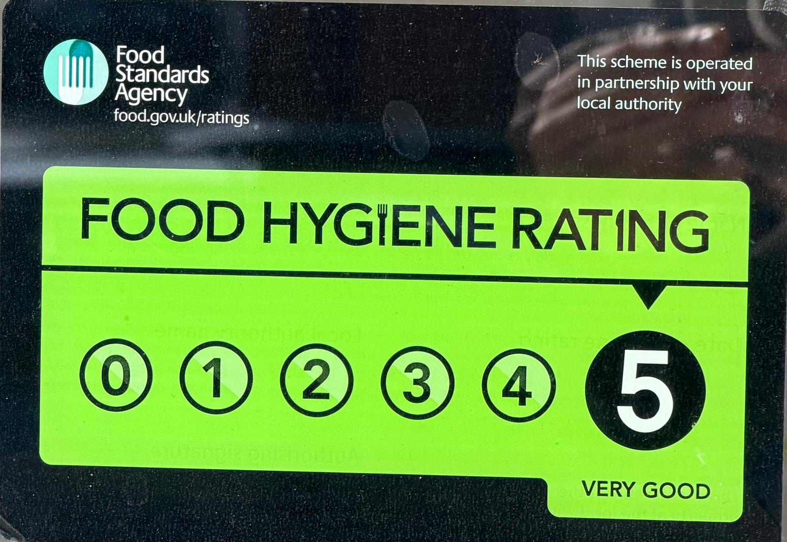 5 star food rating hygiene sign 