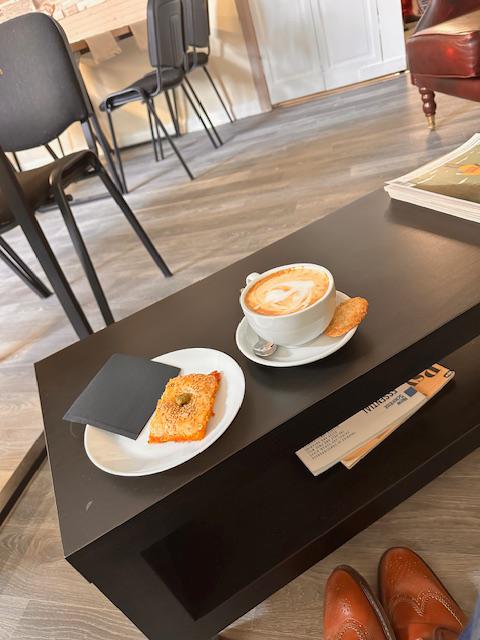 man having breakfast