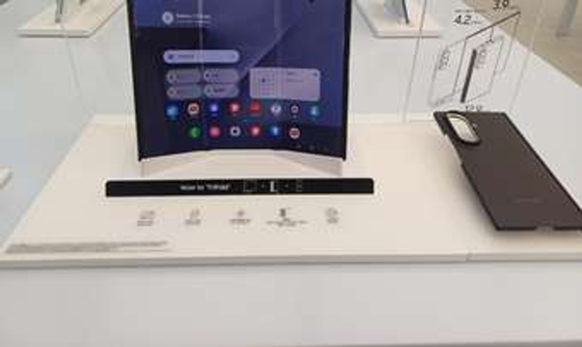 Samsung’s Galaxy Z TriFold on display, December 2025. Discontinued three months after launch. Source: Wikimedia Commons (CC0).