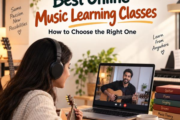 Girl Leaning Music Instrument from Best Online Music Learning Classes: How to Choose the Right One