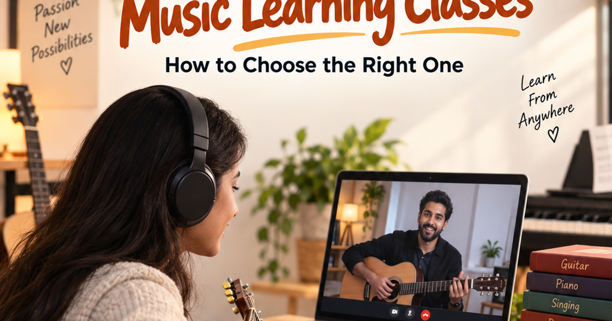 Girl Leaning Music Instrument from Best Online Music Learning Classes: How to Choose the Right One