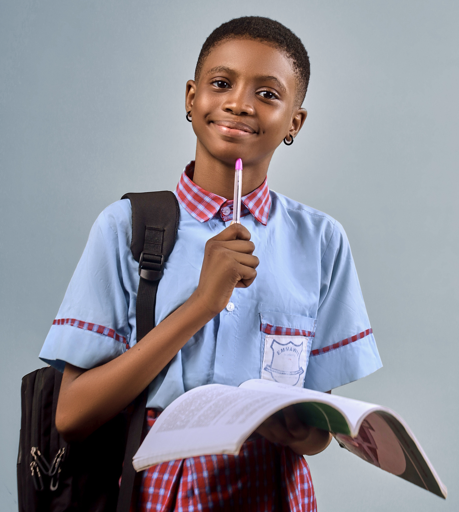 A student in school uniform