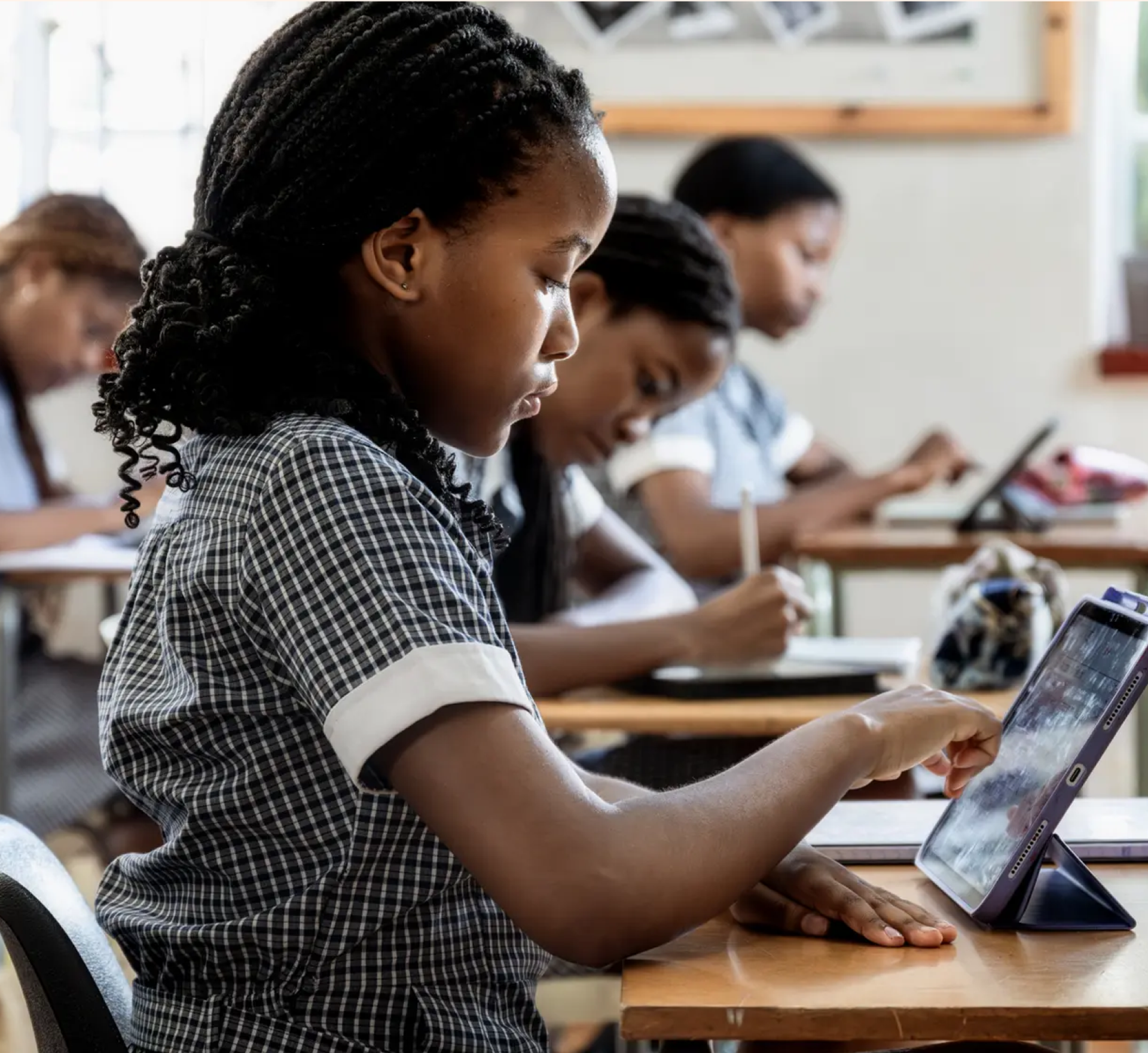 Students using equipment