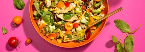 Grilled Chicken & Quinoa Grain Bowl with Curry Vinaigrette