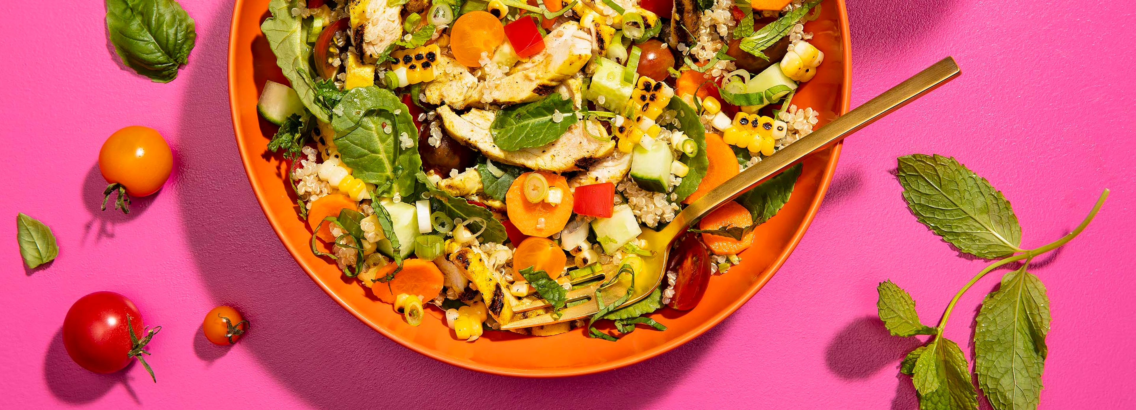 Grilled Chicken & Quinoa Grain Bowl with Curry Vinaigrette