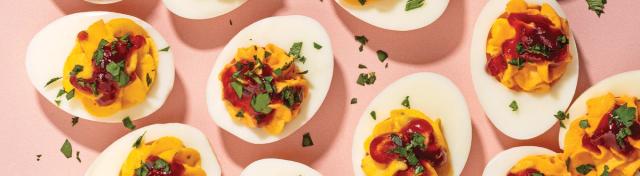 Spicy Cranberry Deviled Eggs