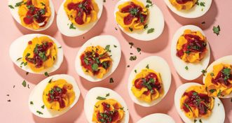 Spicy Cranberry Deviled Eggs