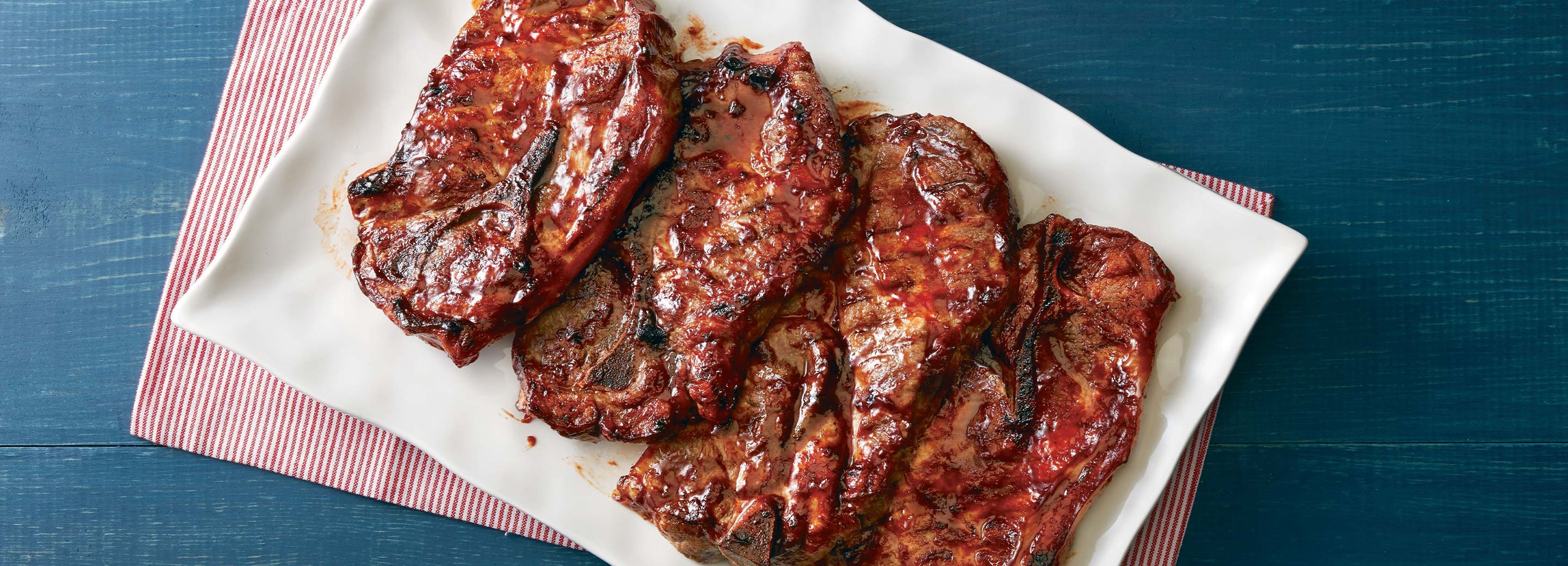 Grilled Pork Steaks with Horseradish Cream