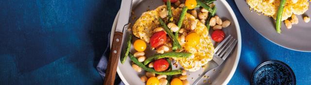 Panko-Crusted Cauliflower Steaks with Beans