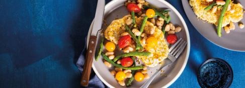 Panko-Crusted Cauliflower Steaks with Beans