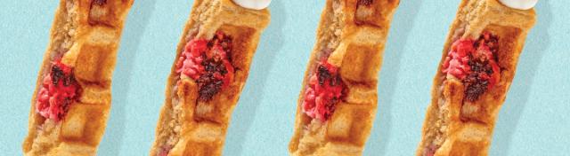 Raspberry Protein Waffle Sticks + Yogurt Dip