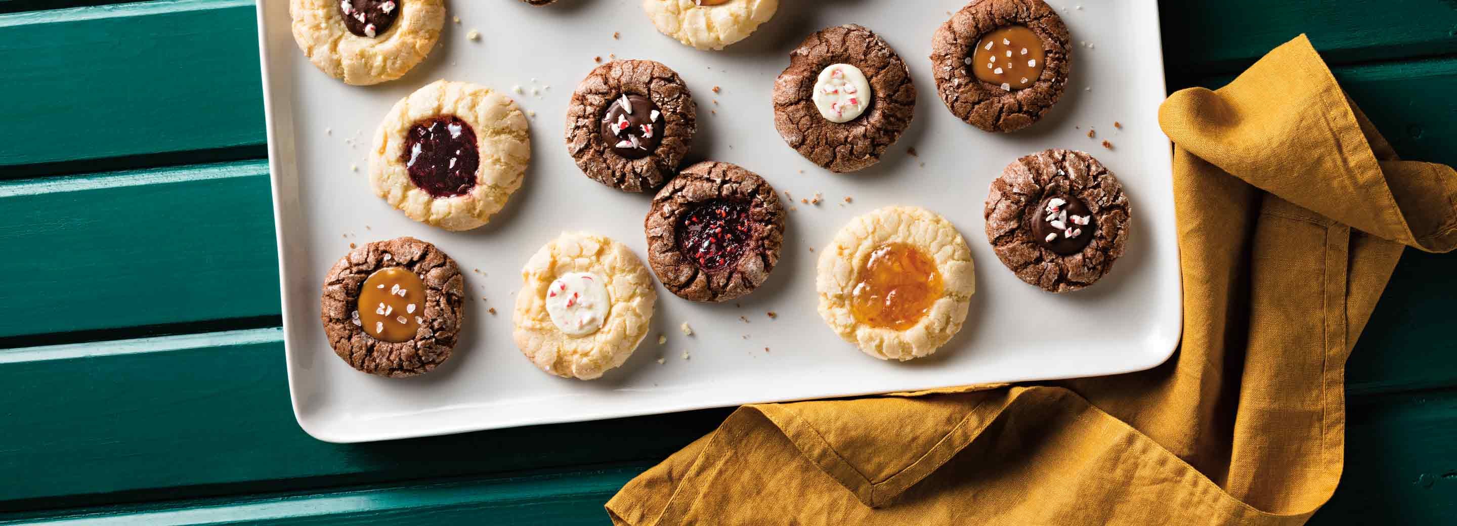 Peppermint & Chocolate Thumbprint Cookies