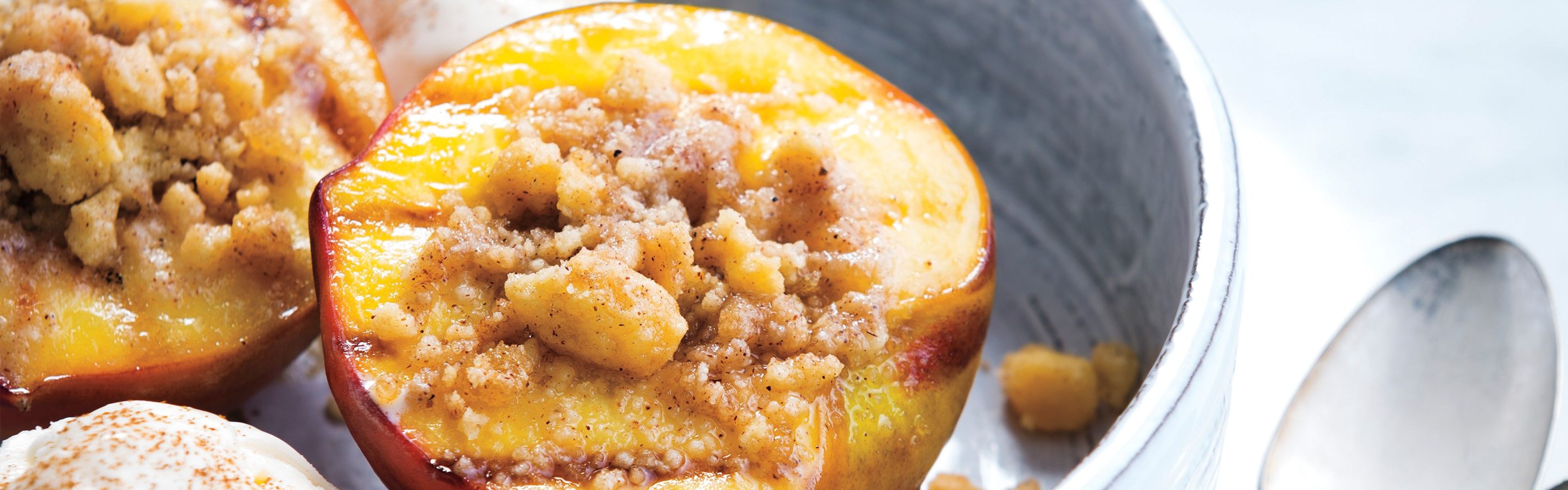Air-Fried Peach and Shortbread Crumble