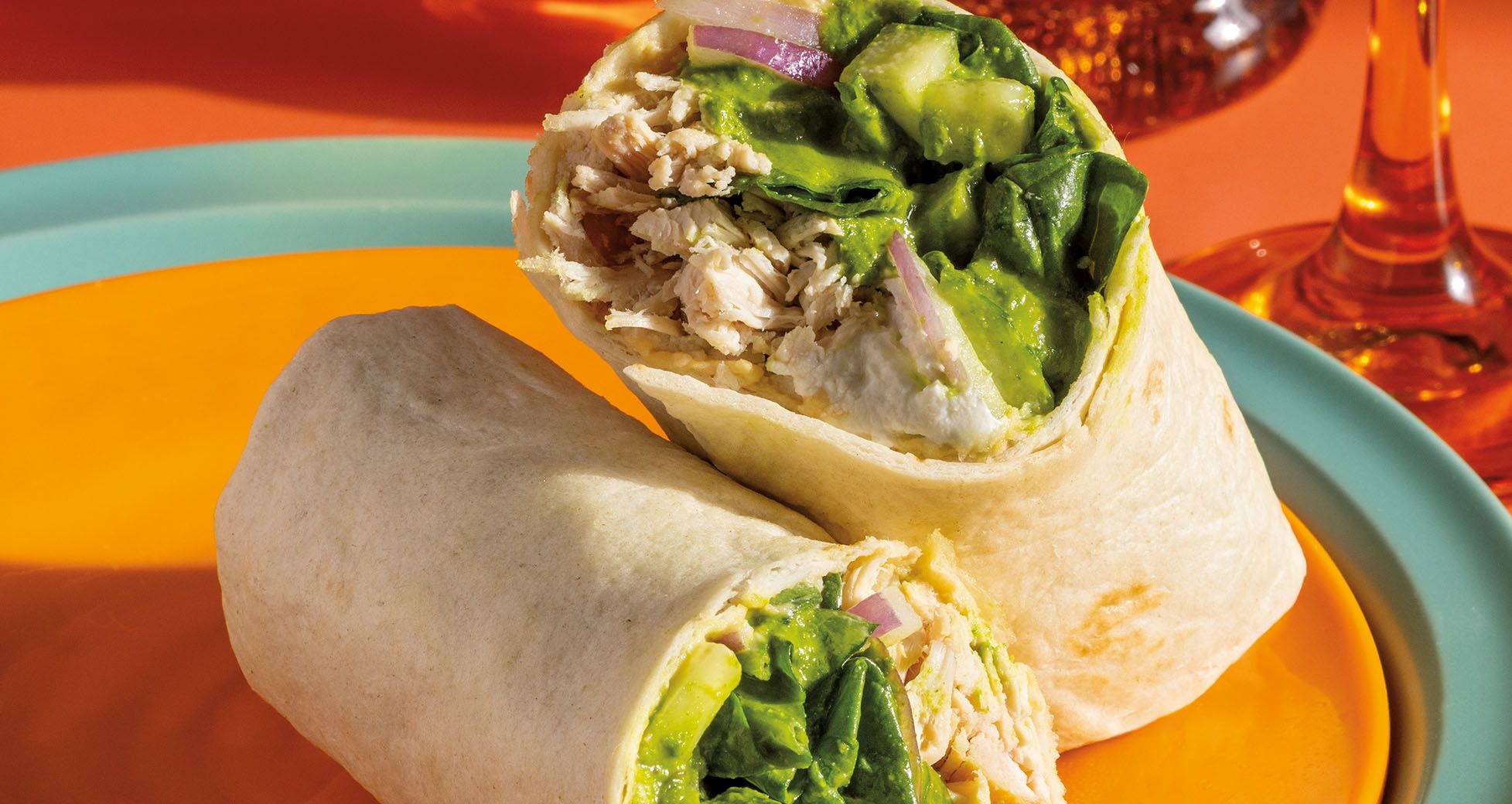 Chicken Wraps With Hummus, Goat Cheese and Chimichurri