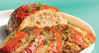 plated meatloaf, sliced