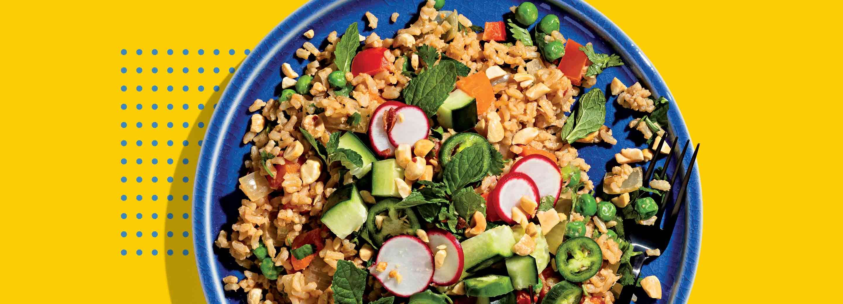 Peanut Fried Rice with Quick-Pickled Veggies