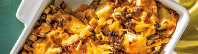 Sweet and Savory Sausage Bake With Apples and Cheddar