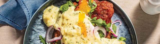 Savory French Toast Benedict with Crab