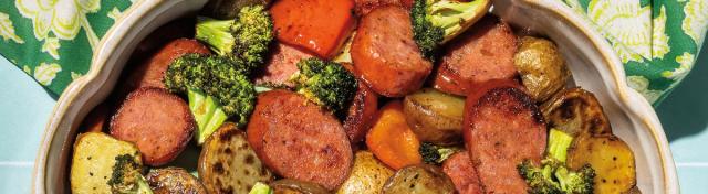 One-Pan Honey-Garlic Kielbasa and Veggies