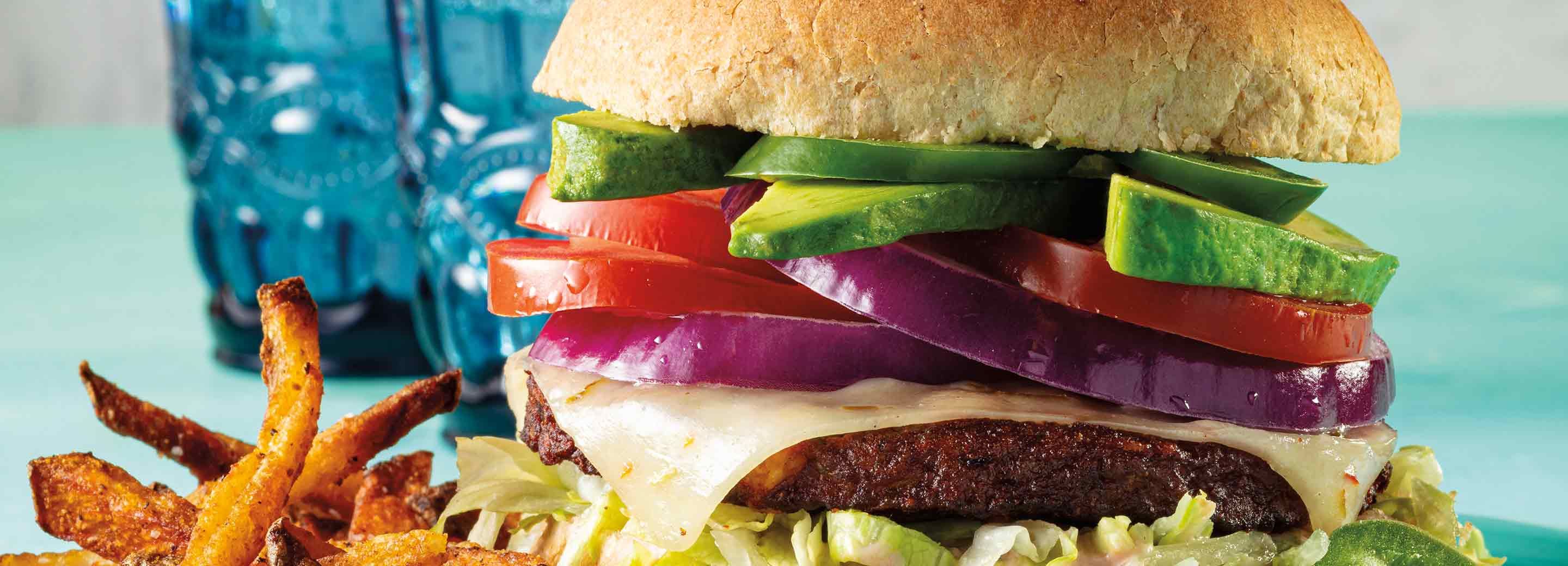 Black Bean Burgers with Sweet Potato Fries