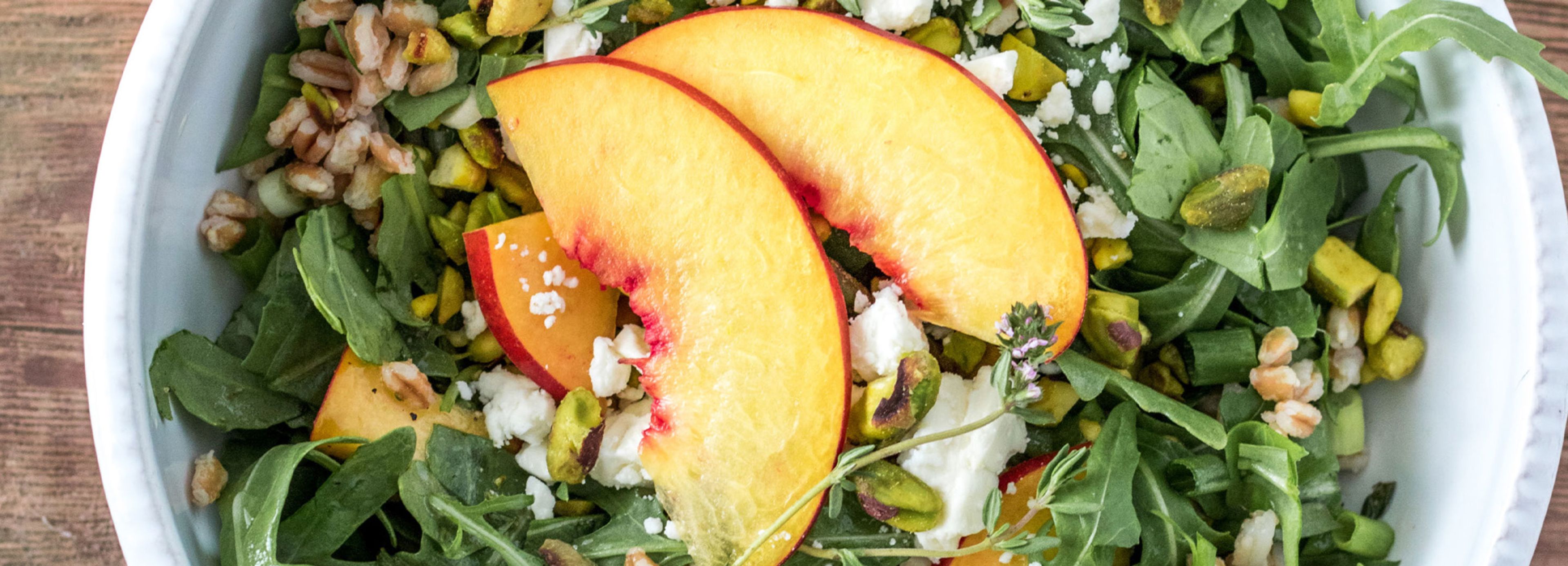 Wonderful Pistachios Summer Salad with Fresh Nectarines & Arugula