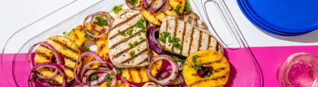 Grilled Pineapple and Chili Pork Chops