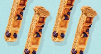 Chocolate Chip Protein Waffle Sticks + Peanut Butter Dip