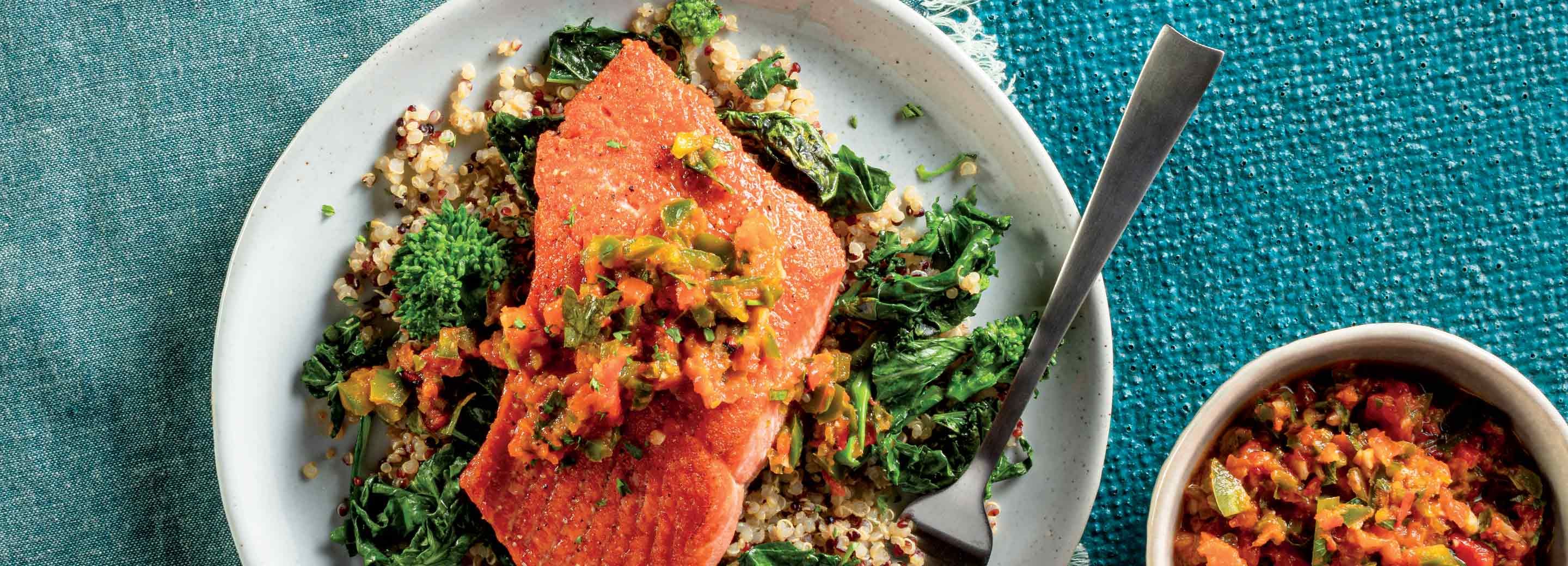 Spicy Citrus Salmon With Quinoa and Broccolini