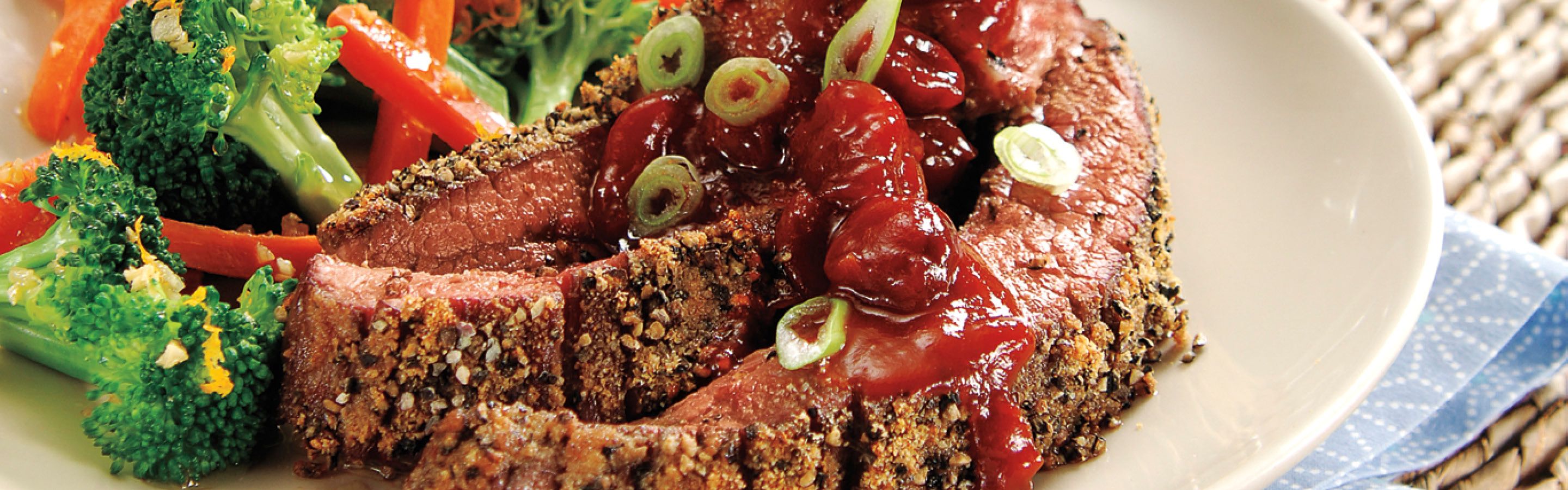 Flank Steak with Cherry-Berry BBQ Sauce