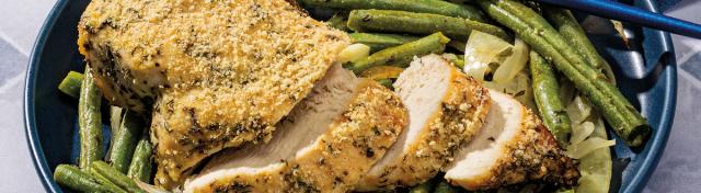 Crispy Panko Chicken With Roasted Green Beans