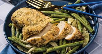 Crispy Panko Chicken With Roasted Green Beans