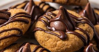 Double Chocolate Kissed Gingerbread Thumbprint Cookies