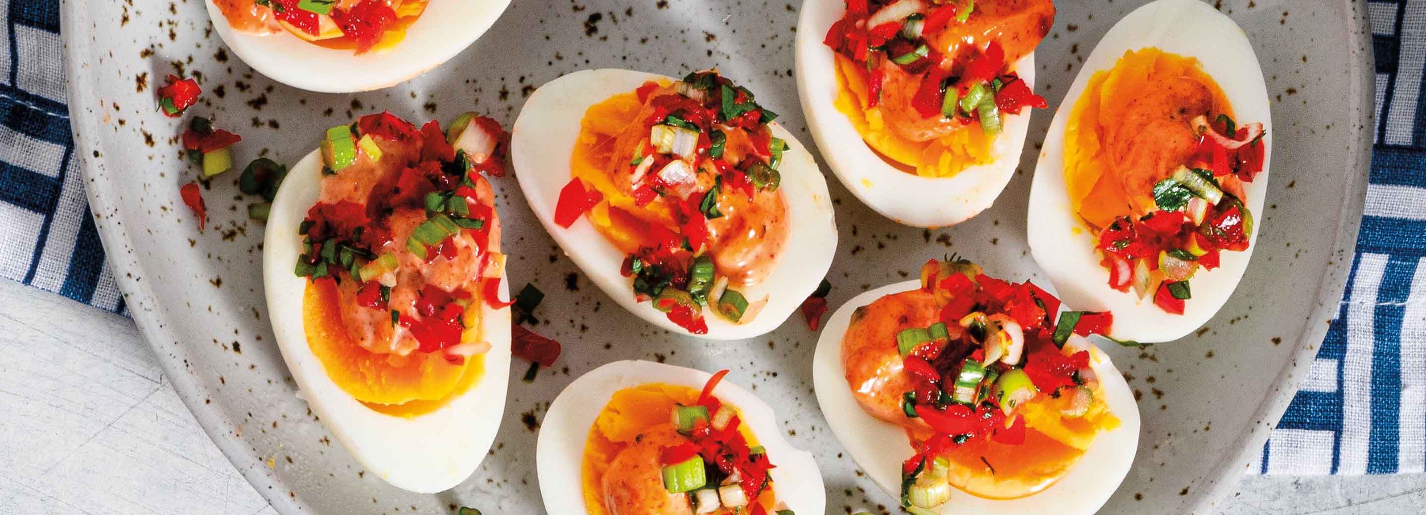 Soft-Boiled Eggs with Smoky Aioli and Pickled Pepper Salsa | Schnucks
