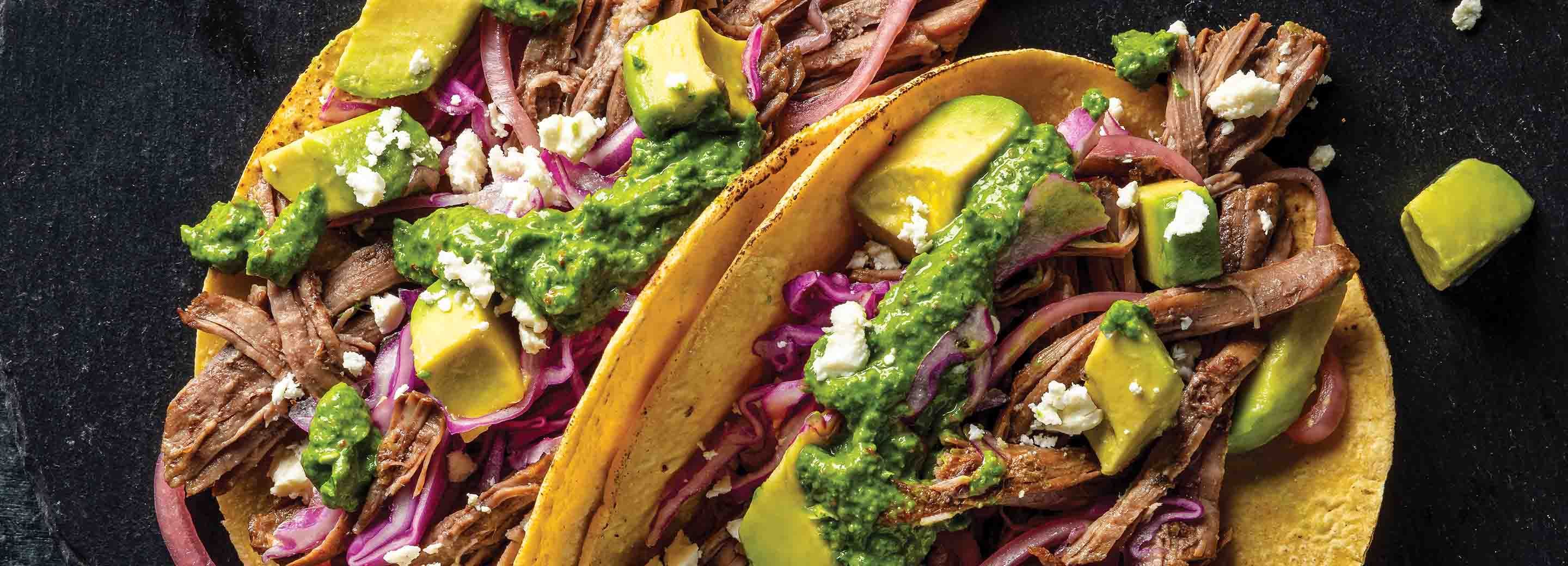 Braised Beef Tacos with Chimichurri