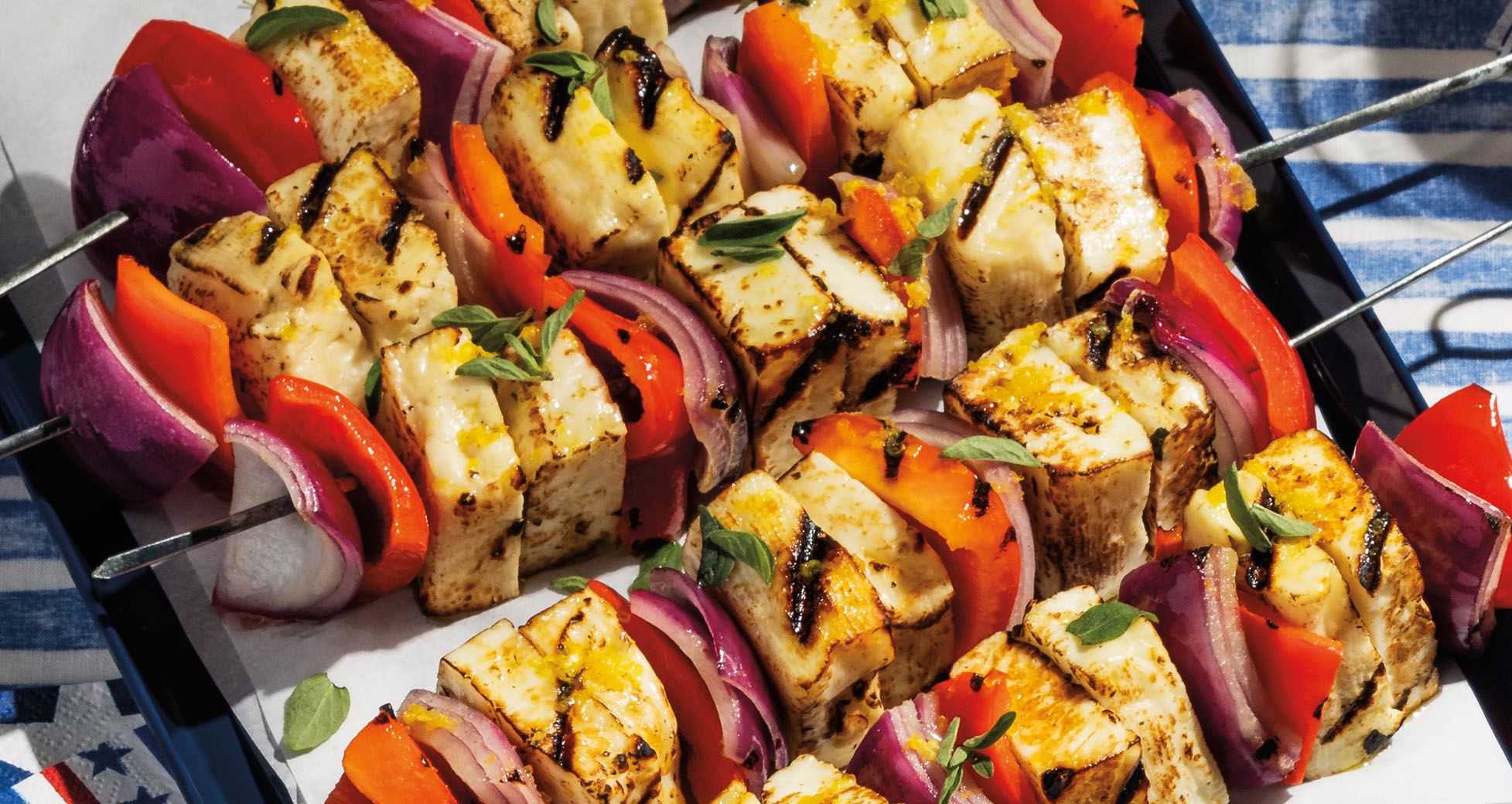 Greek Lemon and Oregano Halloumi Skewers