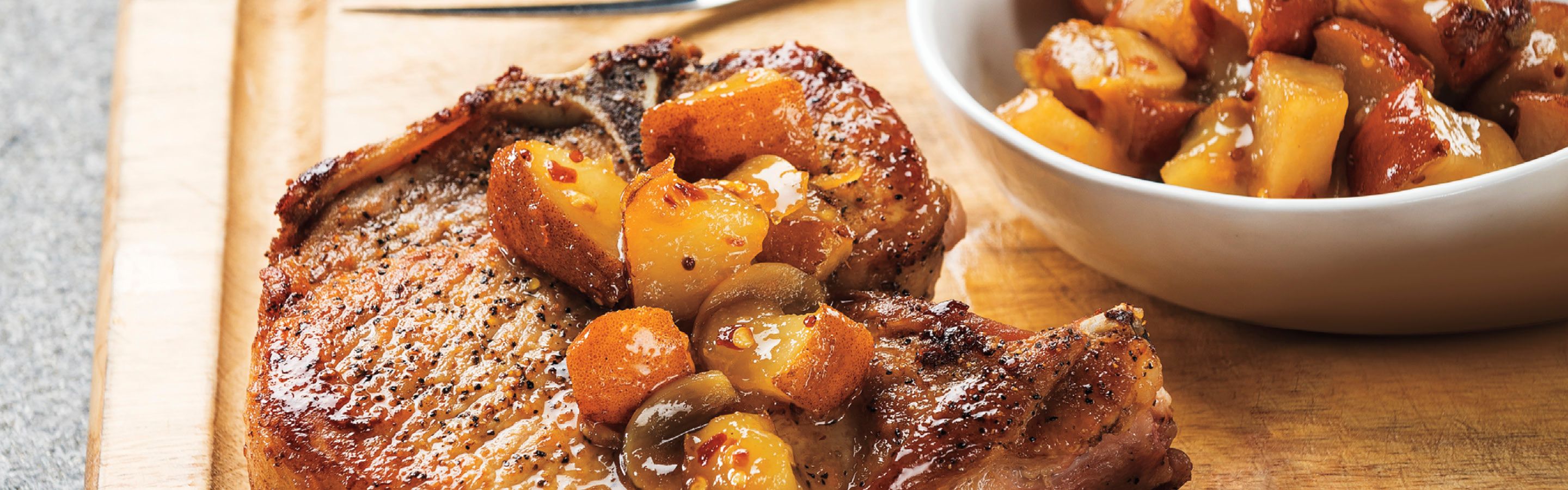 Pork Chops with Pear Mostarda