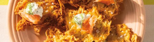Potato Latkes With Smoked Salmon and Herbed Cream Cheese