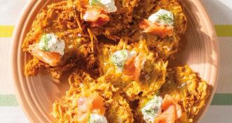 Potato Latkes With Smoked Salmon and Herbed Cream Cheese
