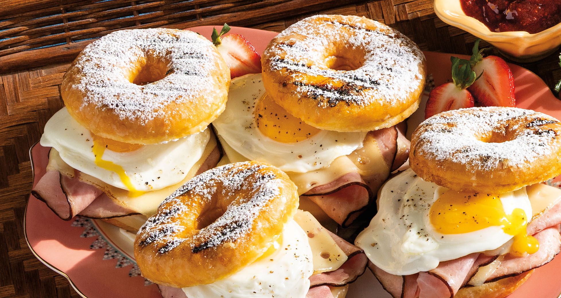 Grilled Monte Cristo-Style Donuts With Fried Egg