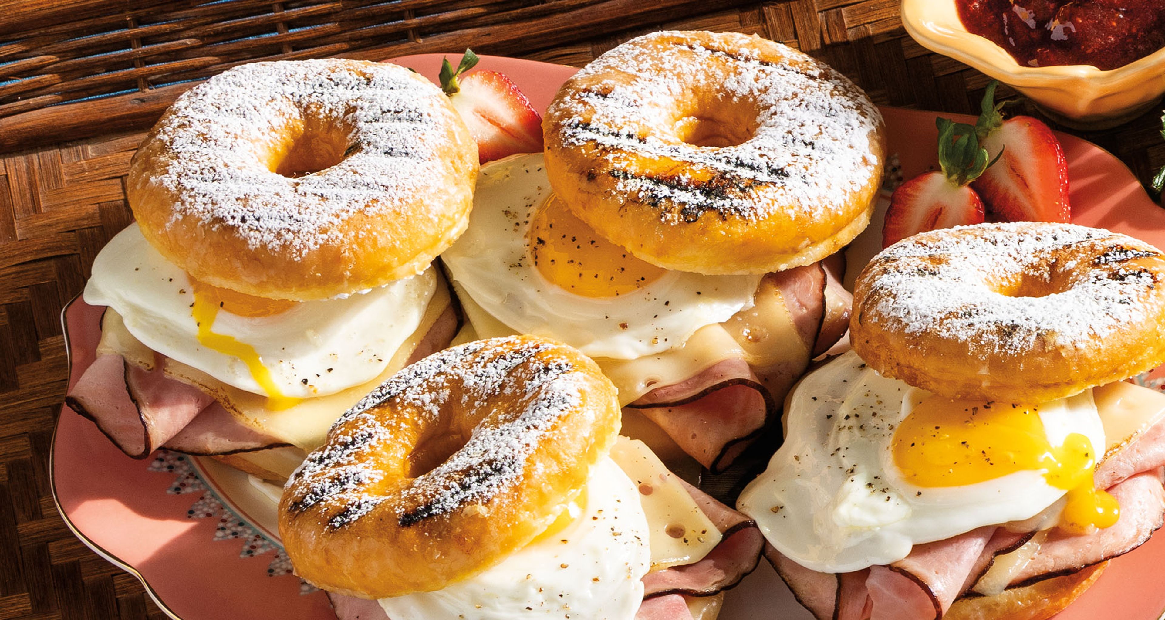 Grilled Monte Cristo-Style Donuts With Fried Egg