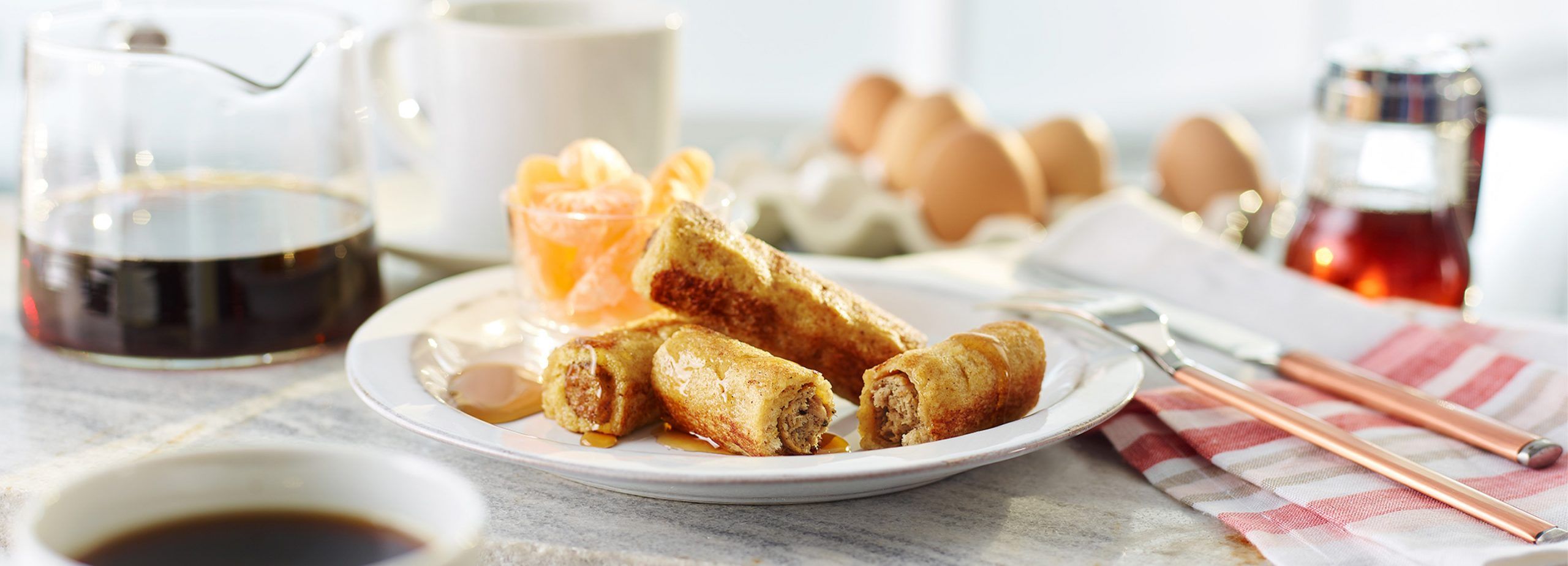 French Toast & Turkey Sausage Roll Ups