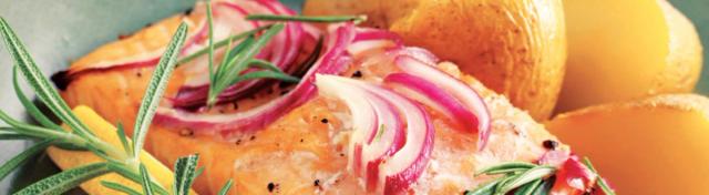 Broiled Salmon with Red Onion and Rosemary