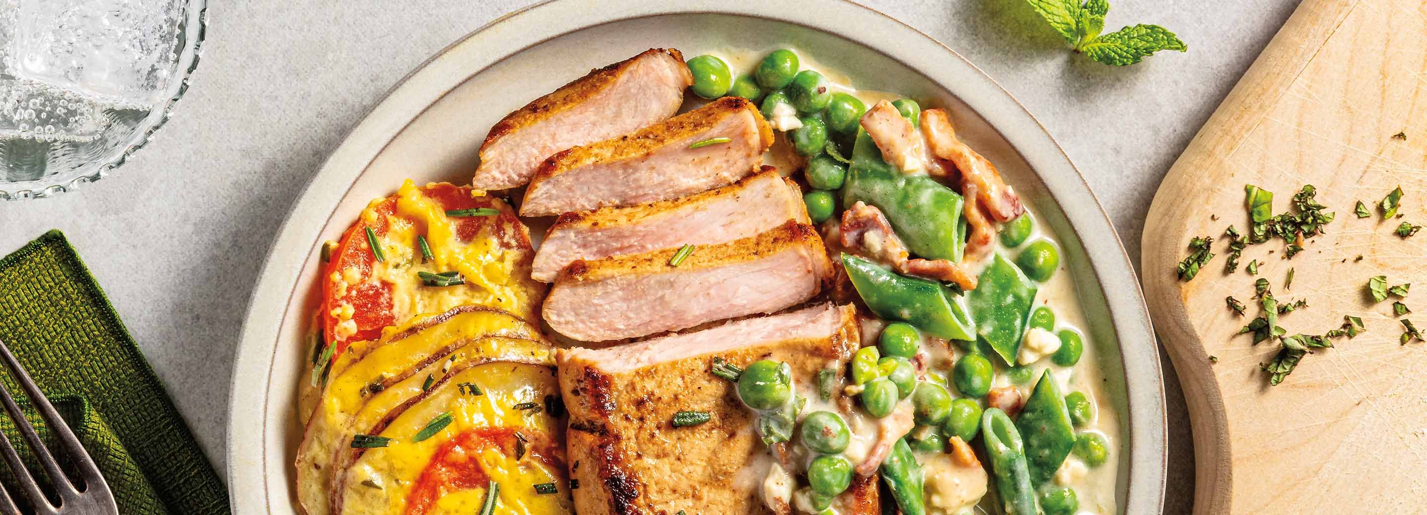 Low-Key Easter Dinner with Creamy Spring Peas & Scalloped Potatoes