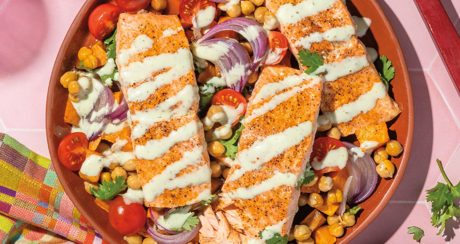 Baked Salmon and Sweet Potato Salad