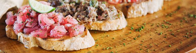 Grilled Tuna, Caper & Red Onion Bruschetta